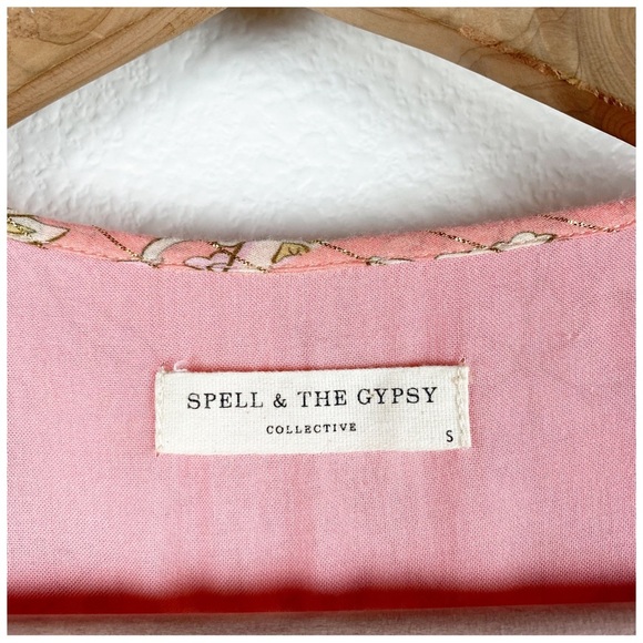 Spell And The Gypsy Collective Hendrix Boho Midi Dress in Dusty Pink Size Small - Picture 13 of 15